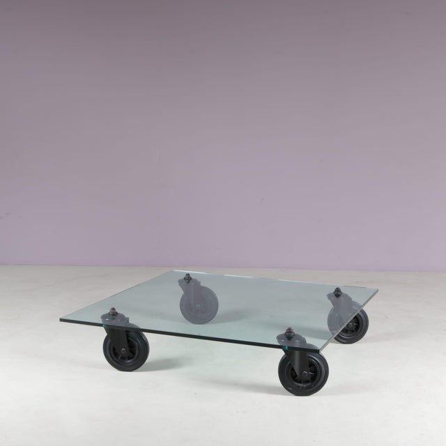 Metal Tavolo con Ruote / Table with Wheels by Gae Aulenti for Fontana Arte, Italy, 1980s For Sale - Image 7 of 10
