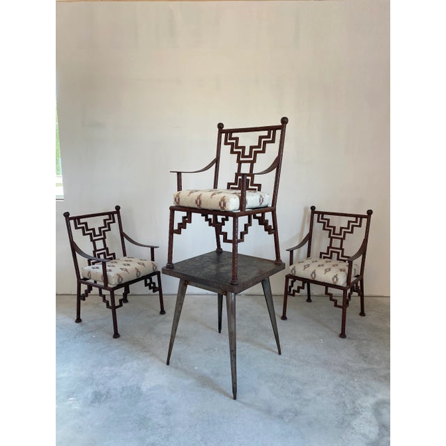 Industrial Steel Dining Table + 3 Ziggurat Chairs For Sale - Image 4 of 18