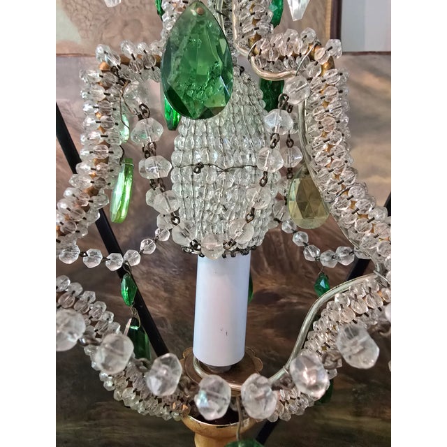 Glass Vintage Mid Century Bagues Style Petite Chandelier For Sale - Image 7 of 11