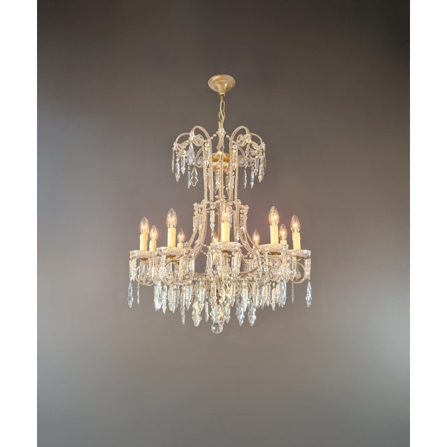 Antique French Crystal Chandelier Directoire Style Louis XVI Influence - Restored For Sale - Image 11 of 12