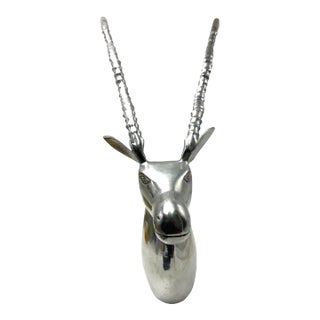 1980s Aluminum Antelope Head Sculpture For Sale