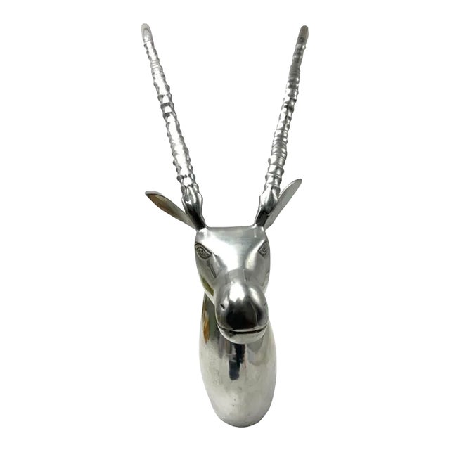 1980s Aluminum Antelope Head Sculpture For Sale