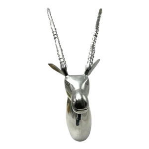1980s Aluminum Antelope Head Sculpture