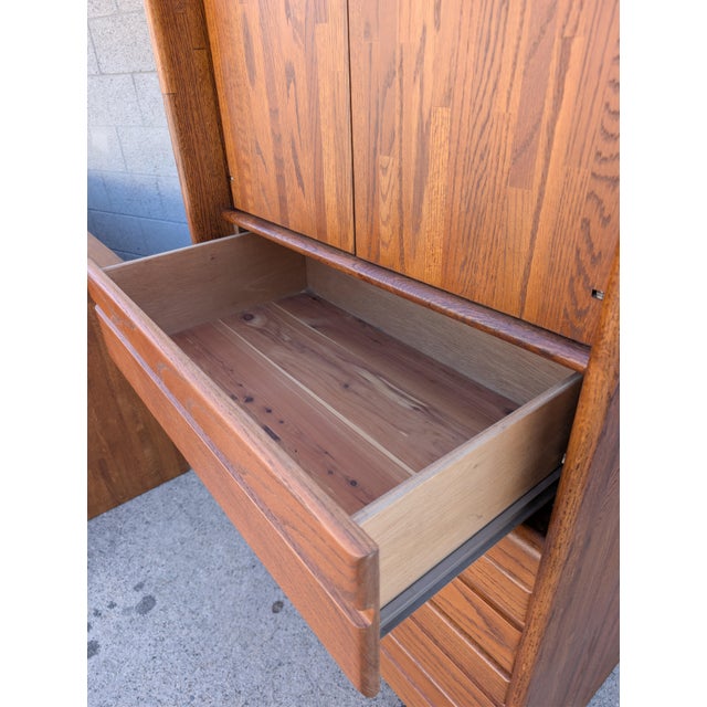 Check out this rad postmodern 4 drawer dresser chest with hidden shelving hidden behind the top doors, crafted from solid...