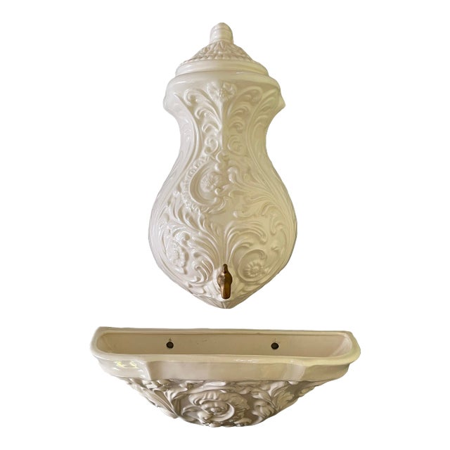 Vintage 1970s Painted Ceramic Lavabo For Sale