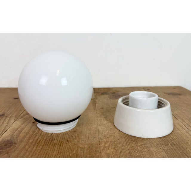 1970s Vintage White Porcelain Ceiling Light, 1970s For Sale - Image 5 of 11