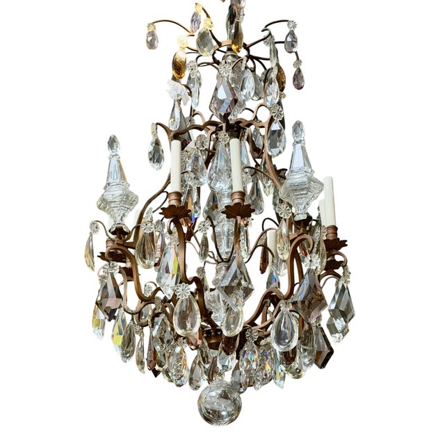 French Antique Baccarat French Crystal & Bronze Chandelier For Sale - Image 3 of 3