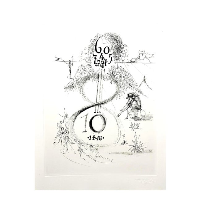 Gray Salvador Dali - The War - Original Etching 1967 For Sale - Image 8 of 9