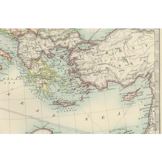Paper Antique Map of the Mediterranean Basin, 1903 For Sale - Image 7 of 10
