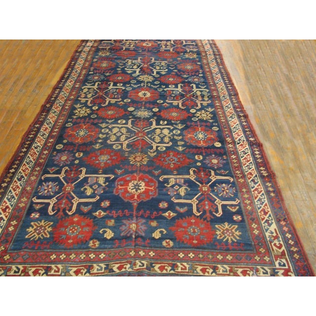 Antique Caucasian-Zeychor rug. Size: 5'10" x 12'0". Antique Caucasian - Hallway Runner Wool Blue Rug, Circa Date: 1880s....