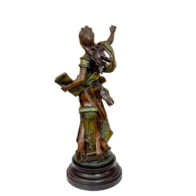 Metal Auguste Moreau, Art Nouveau Allegorical Maiden, Late 19th Century, Spelter For Sale - Image 7 of 11
