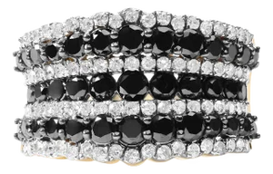 14K Yellow Gold Plated .925 Sterling Silver 1 3/4 Cttw Treated Black and White Alternating Diamond M