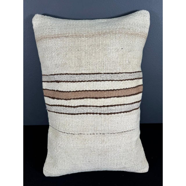 Turkish Hemp Pillow Cushion Natural Beige Brown Pillow Cushion Cover 16 "x 24" For Sale - Image 4 of 4