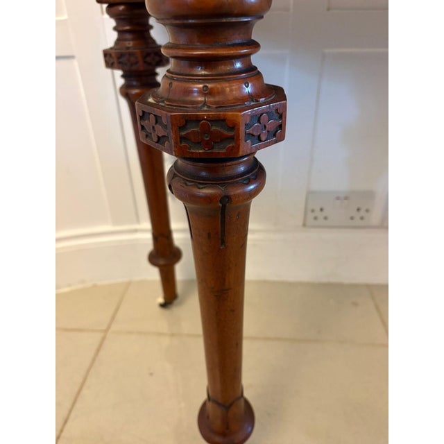 Antique Victorian Burr Walnut Card Console Table with Ormolu Mounts and Inlay, 1850 For Sale - Image 14 of 17