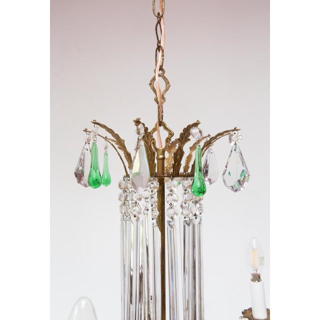 Traditional Vintage French Bronze Chandelier with Crystals, 1940s For Sale - Image 3 of 11