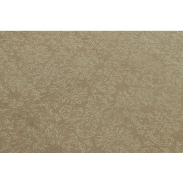 2010s Rug & Kilim’s European-Inspired Rug in Brown With Arabesque Patterns in Pale Green For Sale - Image 5 of 9