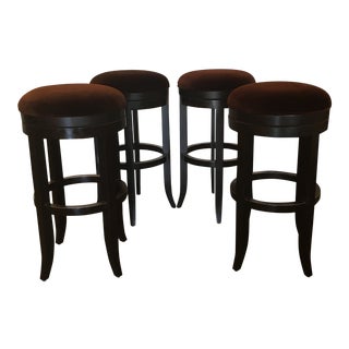 Velvet Swilel Seat Bar Stools - Set of 4 For Sale