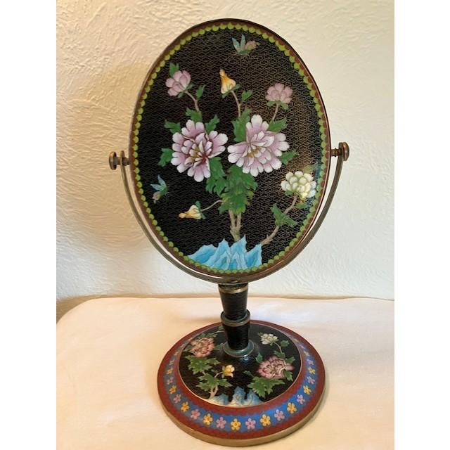 Chinese Cloisonne Vanity Mirror, Reversible, 1920-30's For Sale - Image 11 of 14