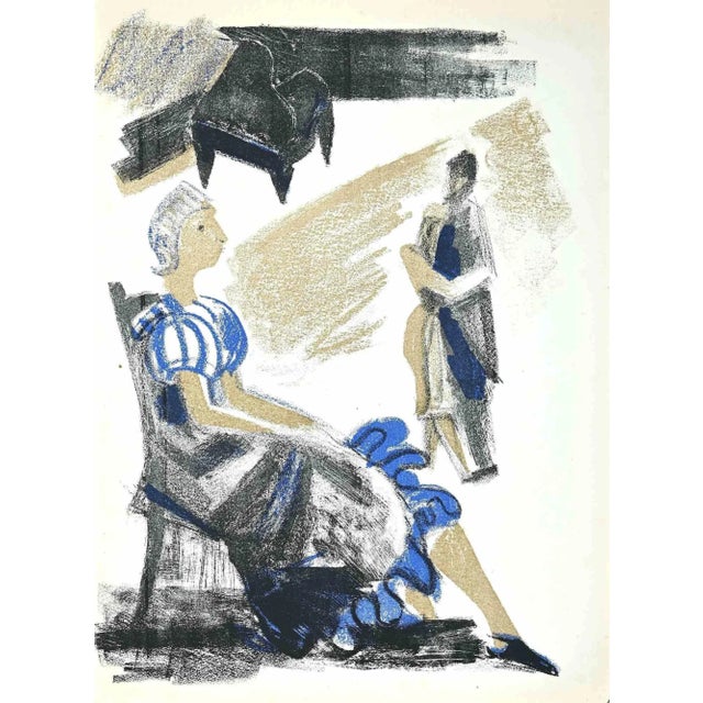 The Pianist is an original lithograph on paper realized by Albert Chavaz in 1947. Good Conditions. The artwork is depicted...