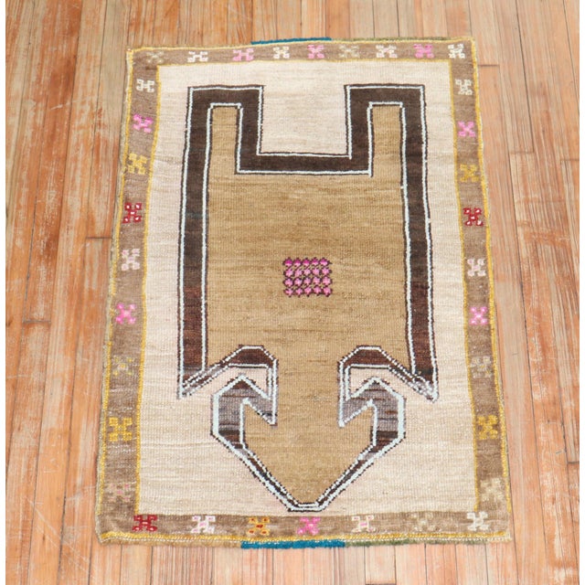 Mid-Century Modern Vintage Tribal Turkish Prayer Rug - 2'8" x 3'11" For Sale - Image 3 of 9