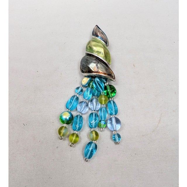 Givenchy Vintage 1980s Signed Givenchy Enamel & Beaded Squid Brooch For Sale - Image 4 of 7