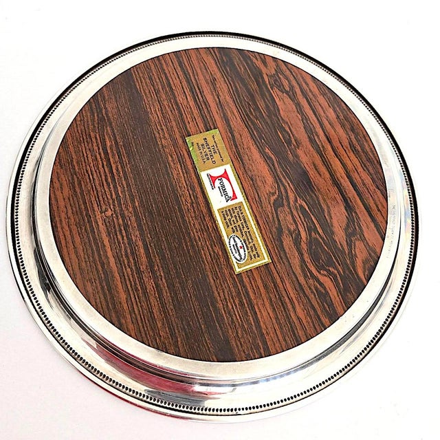 Vintage Sheffield Silver Plate and Faux Rosewood Formica Bar Tray For Sale - Image 15 of 15