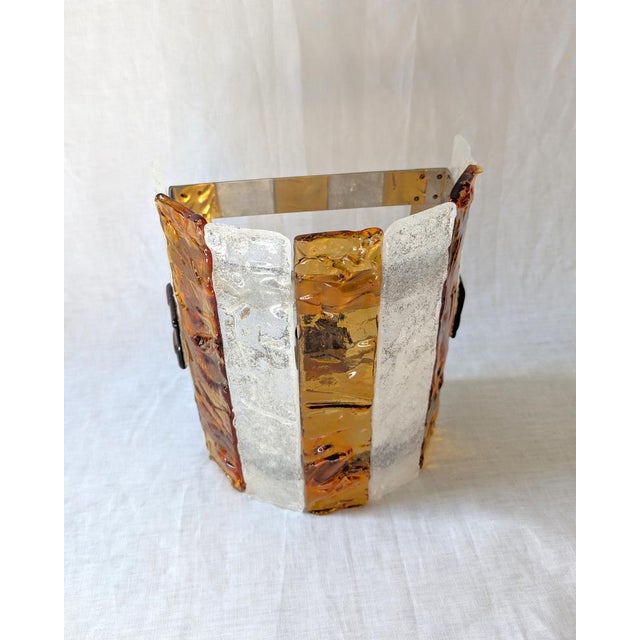 Amber Striped Murano Glass Wall Sconce attributed to AV Mazzega, 1970s For Sale - Image 10 of 14