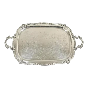 Vintage English Victorian Bsc Silver Plater Twin Handle Serving Platter Tray
