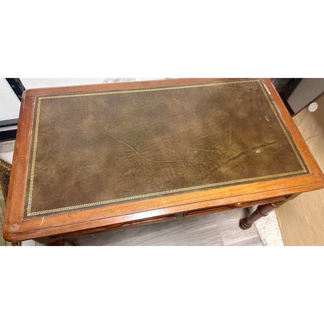 Vintage Leather Top Writing Table For Sale - Image 13 of 13