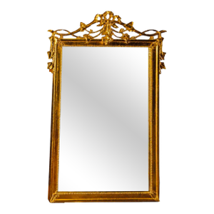 Antique Louis XVI-Style Giltwood Ribbon & Floral Mirror.