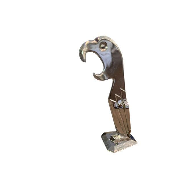 Metal Art Deco Chrome Parrot Bottle Opener & Corkscrew by Manuel Avillar c.1920-30 For Sale - Image 7 of 8