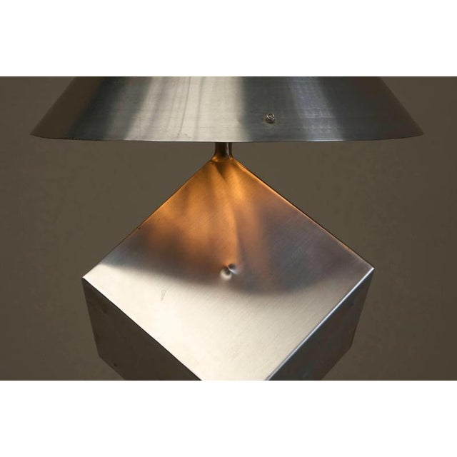 1970s Large Postmodern Table Lamp in Brushed Steel, 1970s For Sale - Image 5 of 14
