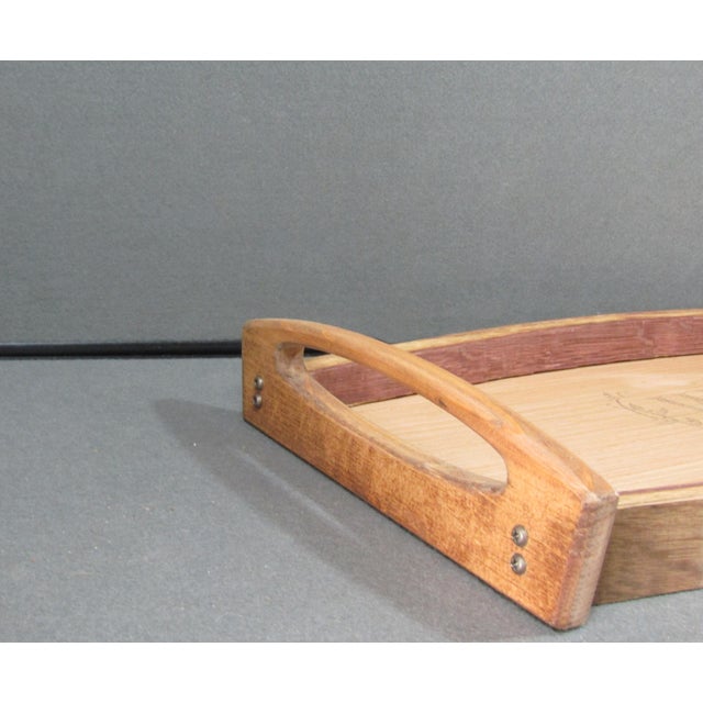 2020s Pinecone Home Reclaimed Wine Barrel Stave Serving Tray, Williams Monogram For Sale - Image 5 of 10
