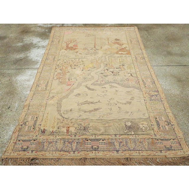 Mid 20th Century Galerie Shabab Collection Mid-20th Century Handmade Turkish Kayseri Pictorial Accent Rug, Circa 1930 For Sale - Image 5 of 10
