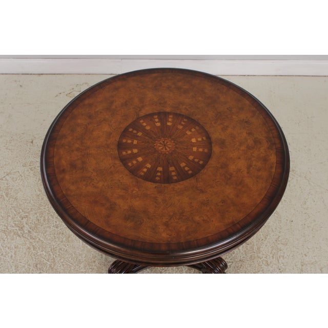 Maitland - Smith Maitland Smith 42 Inch Round Inlaid Mahogany Center Table For Sale - Image 4 of 14