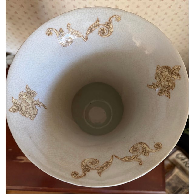 Vintage Hua Rong Tang Zhi Bronze Mounted Sage Green Crackle Porcelain Urn Vase For Sale - Image 10 of 12