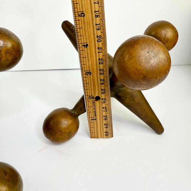 2 1960s Mid Century Modern Jax Jacks Brass Metal Sculpture Bookends MCM For Sale In Palm Springs - Image 6 of 8