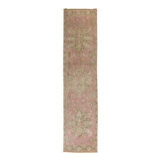 Pink Antique Oushak Runner - 2'6" x 10'7" For Sale