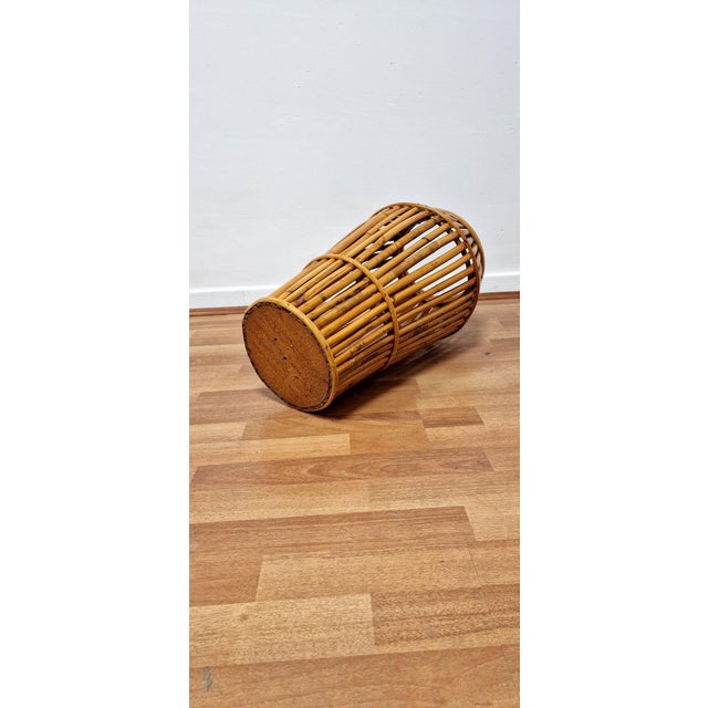 Wood Bamboo and Wicker Umbrella Stand, 1960s For Sale - Image 7 of 9
