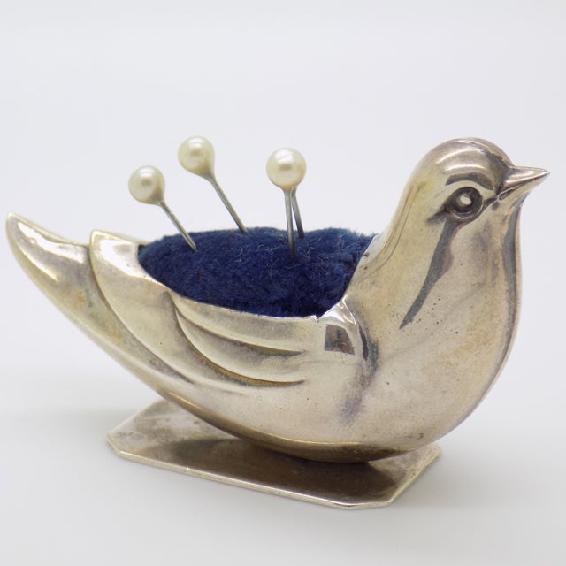 1970s Vintage Italian Handmade Sterling Silver 925 Bird-Shaped Pin Cushion, Italy, 1970s For Sale - Image 5 of 13