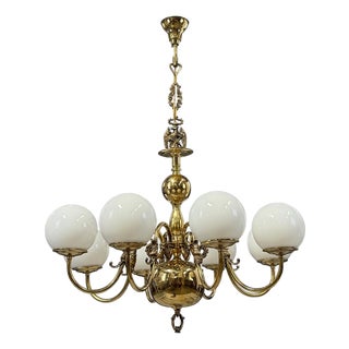 Large Flemish Style Brass Chandelier, 1920s For Sale