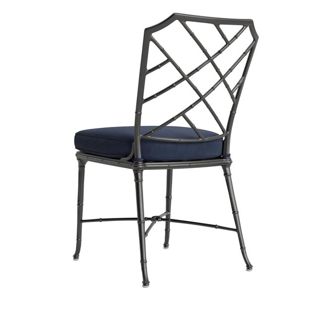 Not Yet Made - Made To Order Brown Jordan Calcutta Side Chair, Textured Pewter frame with Fusion Neptune fabric For Sale - Image 5 of 11