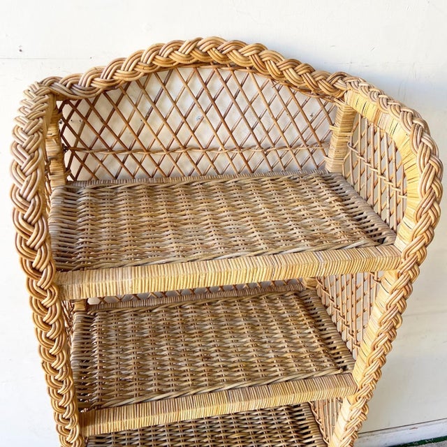 Vintage Boho Chic Woven Wicker Etagere Chairish