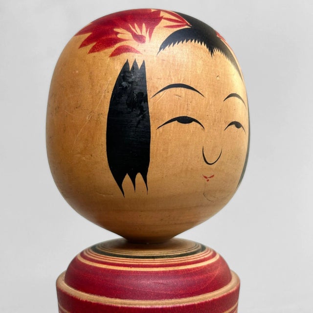 Wood Large Naruko School Kokeshi from Okazaki, 1960s, Set of 2 For Sale - Image 7 of 12