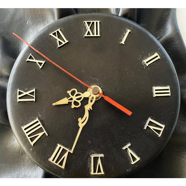Large Handmade Leather Wall Clock, 1980s For Sale - Image 10 of 13