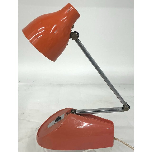 Orange Midcentury Hamilton Industries Orange Articulated Small Desk Lamp For Sale - Image 8 of 12