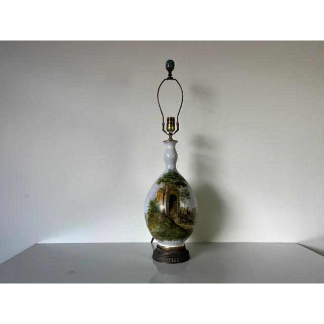Vintage Hand - Painted Porcelain Table Lamp For Sale - Image 13 of 13