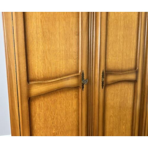 Vintage French Louis Carved Oak Triple Door Armoire For Sale - Image 11 of 18