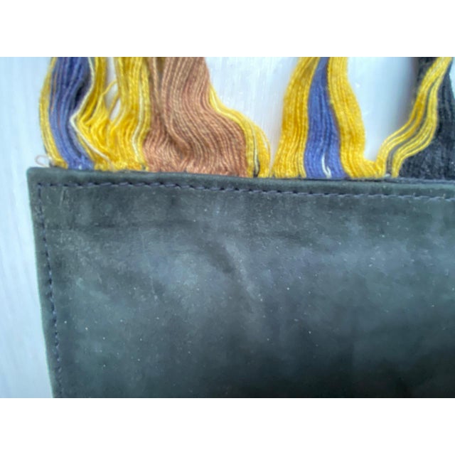 Tribal Antique Ikat Backed in Suede For Sale - Image 3 of 18