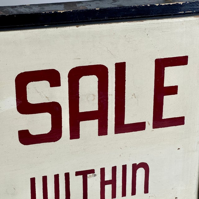 Antique Wood Hand Painted Trade Sign in Bright Red Advertising Carpentry With Surprise Verso For Sale - Image 9 of 9